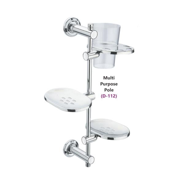 Bathroom Accessorries Multi Purpose Pole Stand with Soap Dish - Glass Holder - Wall Mounted Best Price