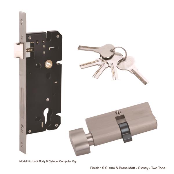 Cylinder Body Mortice Door Key Lock Complete - Brass Cylinder Key Lock